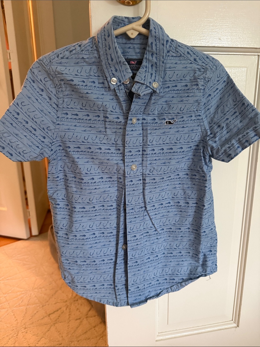 Vineyard Vines Light Blue Printed Short-Sleeve Button-Down Shirt